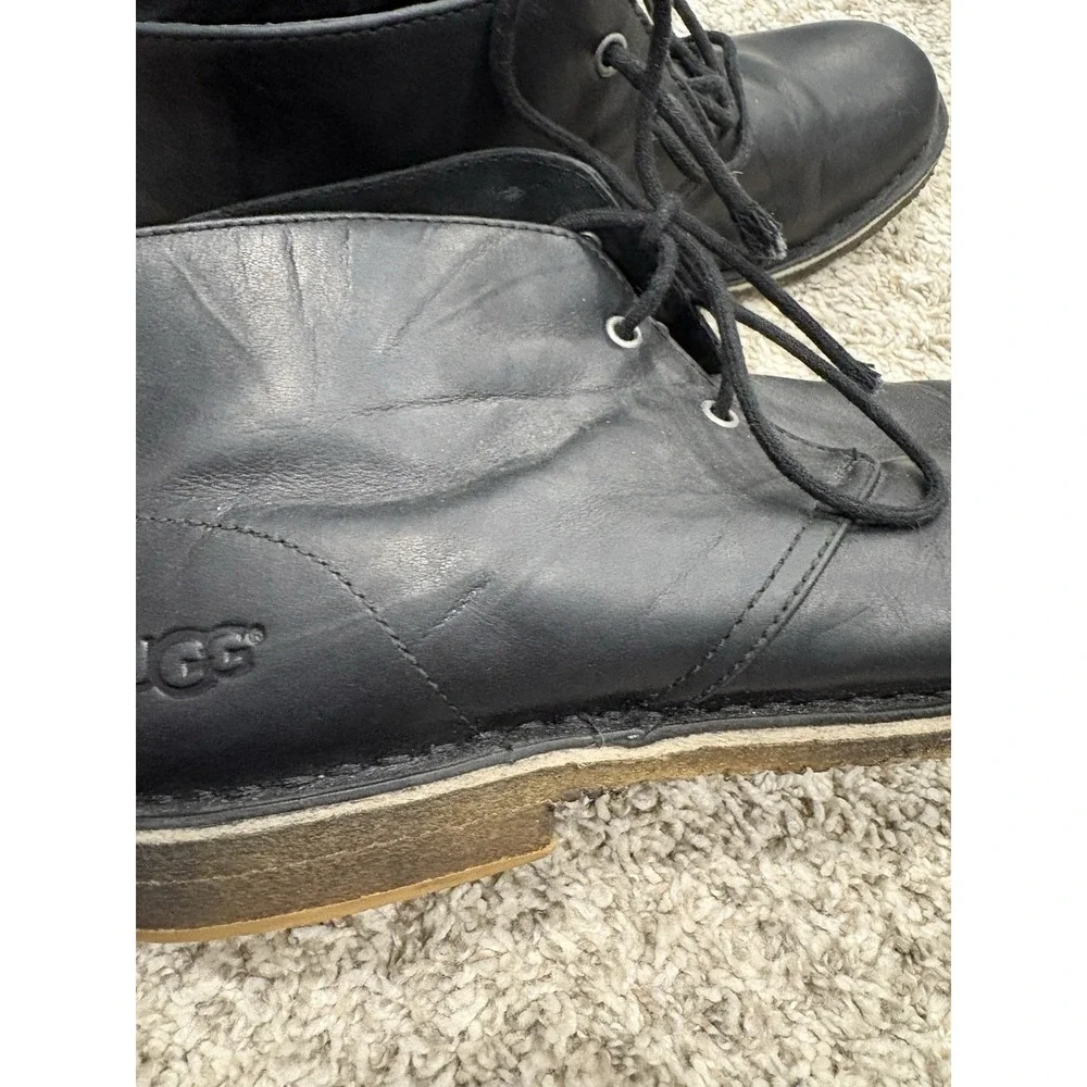 UGG Leighton Men's Black Leather Chukka Boots Size 10 3275 Shoes READ